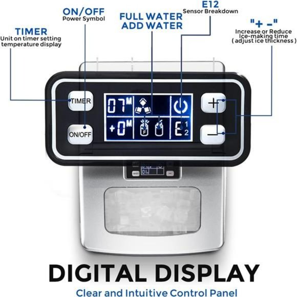 Ice Maker Countertop, 40Lbs/24H Portable Ice Maker w/ Ice Scoop& Basket, Silver - Picture 3 of 6